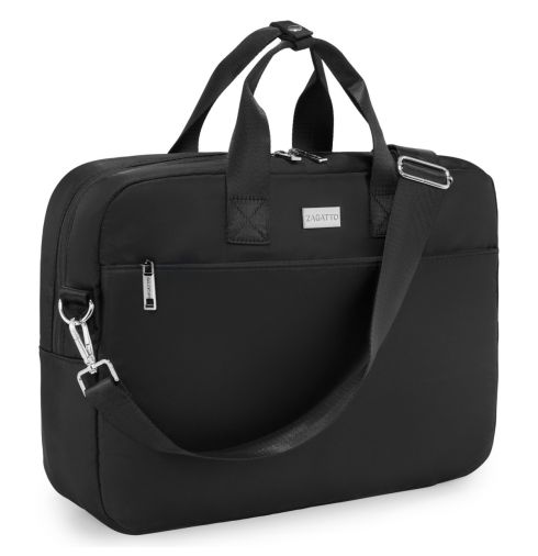 Geantă laptop 15,6" neagră cu bandă pentru troler Leo