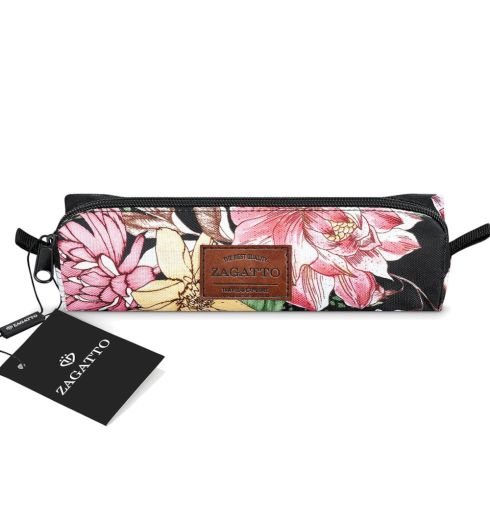 Zagatto ZG78 pink floral pencil case - thumbnail