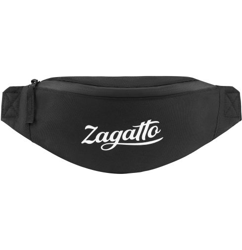 Black single-compartment waist bag with large ZG750 logo - main photo, from the front