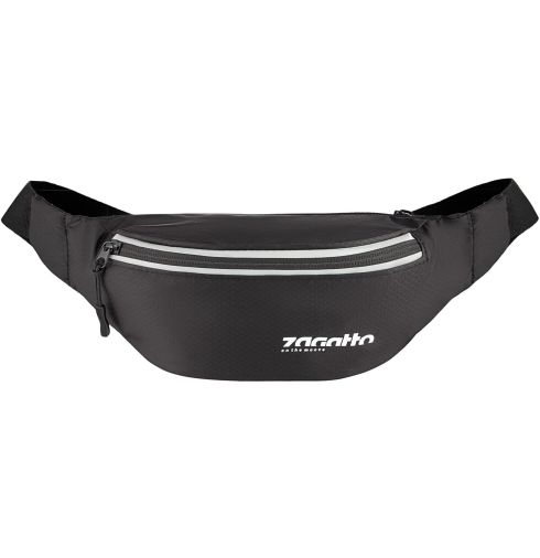 Black sports waist bag with reflective stripe ZG748 - thumbnail