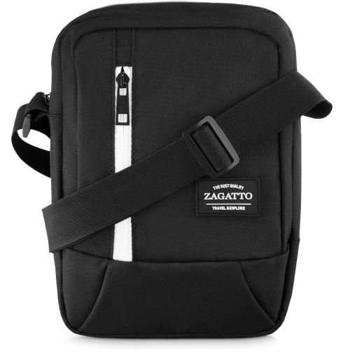 Geantă crossbody neagră cu fermoare albe ZG754