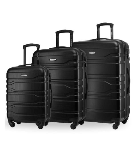 Set de 3 trolere de călătorie: mic, mediu, mare, negru, ZG503 ABS ABC Black