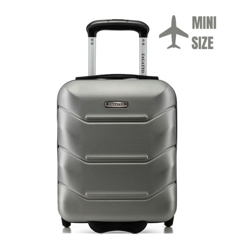 Troler de cabină cu roți 40x30x20, gri-silver, ZG507 ABS MINI Gray