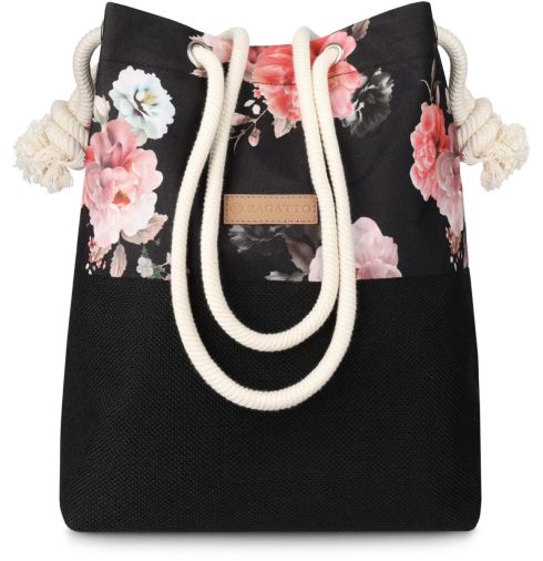 Women's floral handbag in black Zagatto ZG665 - main photo