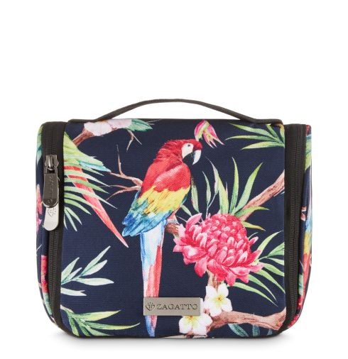Geantă cosmetică cu model floral, cu cârlig pentru agățat și oglindă “Rio” ZG732