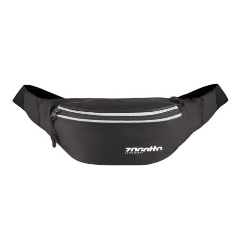 Black sports waist bag with reflective stripe ZG748 - thumbnail