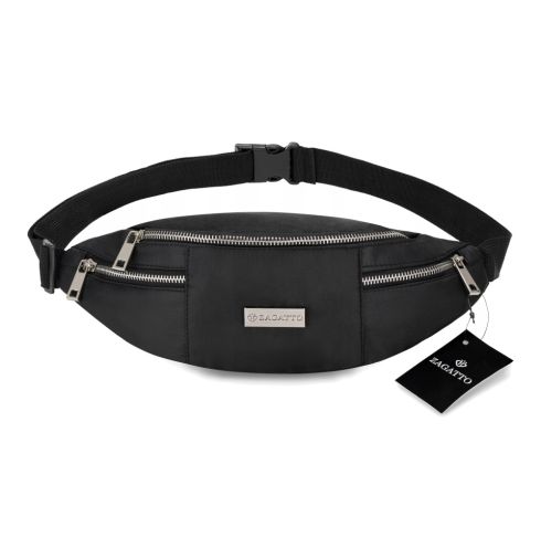 Black waist bag with metal inserts Zagatto ZG74 STOEVER - thumbnail