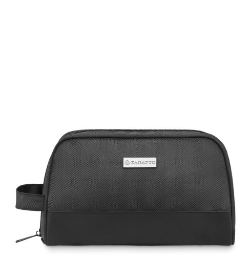Black herringbone zippered cosmetic bag ZG840 - thumbnail