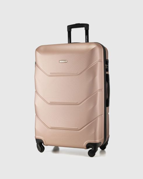 Valiză mare pentru avion 75×50,5×27,5 aur roz, ABS, Zagatto