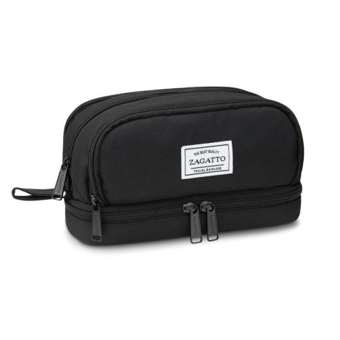Penar școlar negru cu patru compartimente, nylon, Zagatto