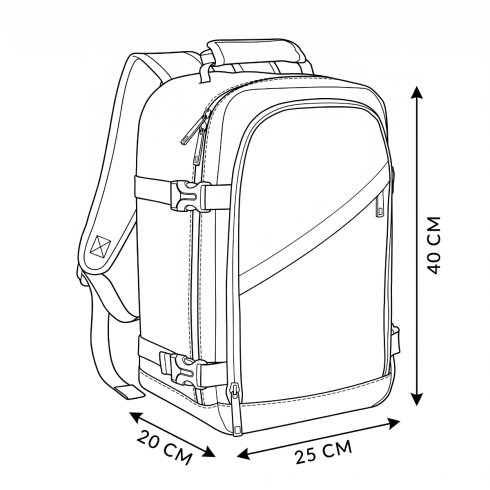 Rucsac de avion 40×20×25 cm, bej – Kair