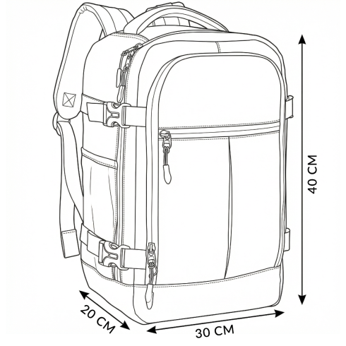 Rucsac de cabină avion 40x30x20 pentru călătorii