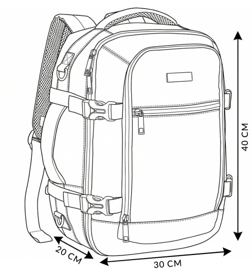 Rucsac de cabină avion 40x30x20 pentru călătorii