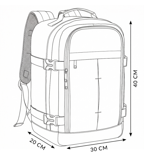 Rucsac de cabină avion 40x30x20 pentru călătorii