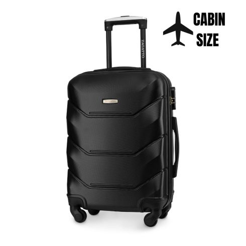 Walizka kabinowa na kółkach 55x40x20 ZG504 ABS C Black - miniatura