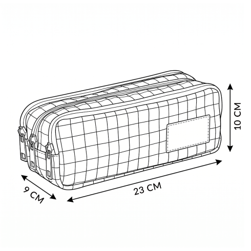 Penar alb cu 3 compartimente ZG722 "Pen House" - fermoare roz și plasă neagră pentru școală