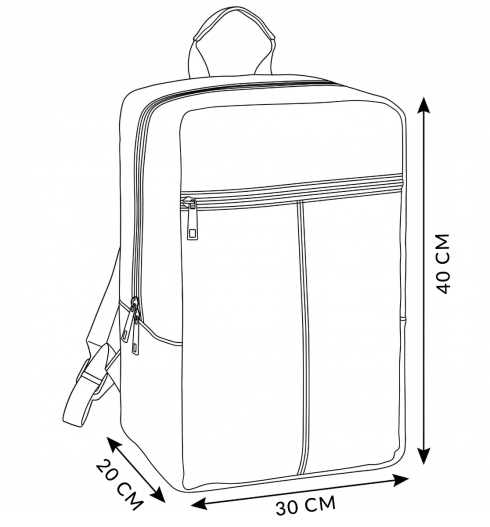 Rucsac de călătorie negru, pentru avion, 40x20x25 ZG771