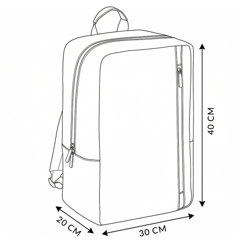 Rucsac de călătorie negru, pentru avion, 40x20x25, ZG832