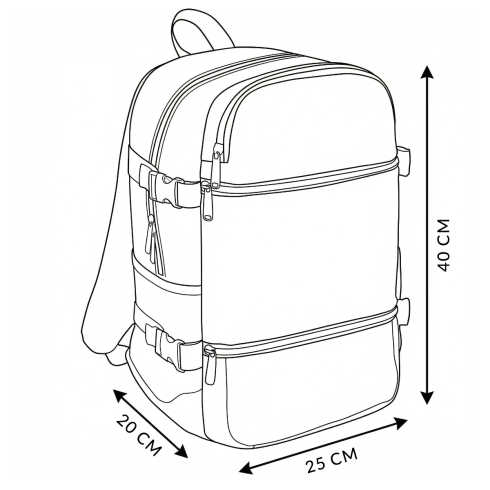 Rucsac de călătorie negru pentru avion 40x20x25 ZG847