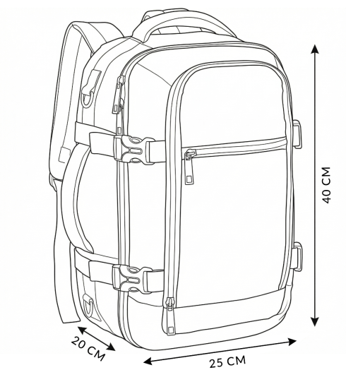 Rucsac de avion negru 40x25x20 ZG920