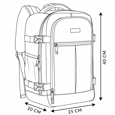 Rucsac de avion negru 40x25x20 ZG930