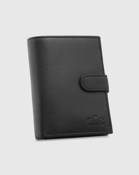 Portofel bărbătesc negru din piele naturală, vertical, cu închidere prin capsă, RFID Secure, Zagatto – imaginea 2
