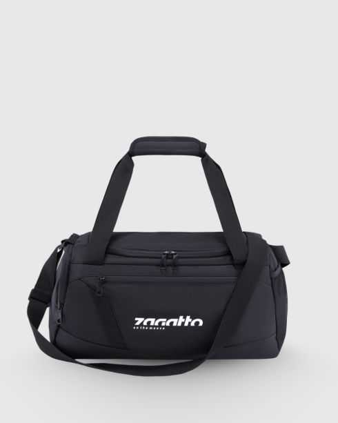 Geantă sport sală neagră cu buzunar pantofi, poliester și nylon, Zagatto