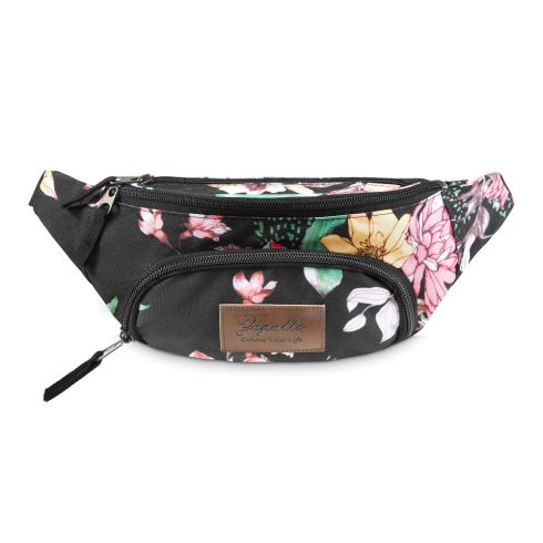 Borsetă damă neagră model floral, poliester, Zagatto