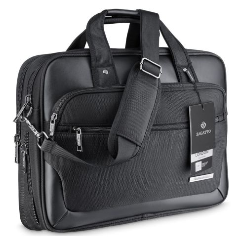 Geantă neagră pentru laptop de 15,6 inci London ZG137, poliester, nylon, Zagatto