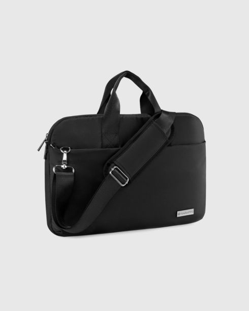 Geantă neagră pentru laptop de 15,6 inci cu bandă pentru troler, poliester și nylon, Zagatto