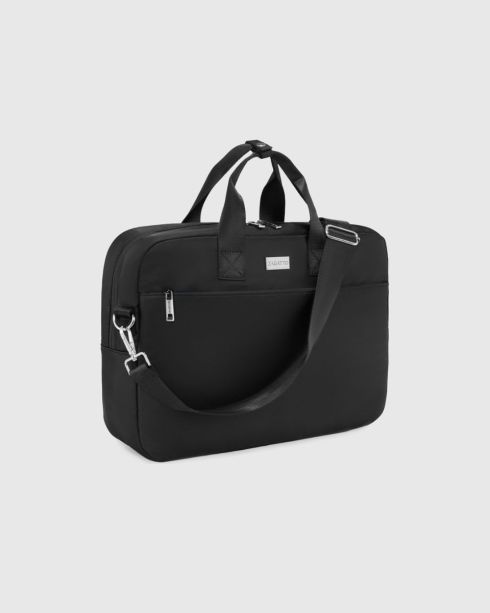 Geantă neagră pentru laptop de 15,6 inci cu bandă pentru troler, poliester și nylon, Zagatto