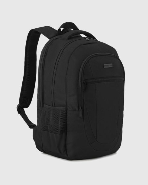 Rucsac negru cu trei compartimente și loc pentru laptop, poliester și nylon, Zagatto