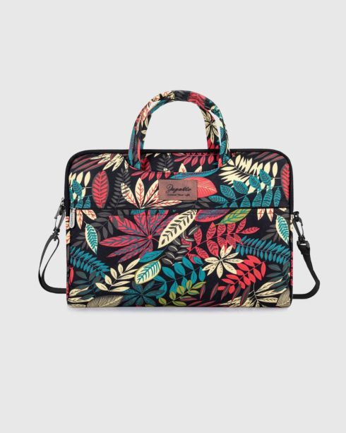 Geantă neagră pentru laptop de 15,6 inci cu model floral colorat, poliester și nylon, Zagatto