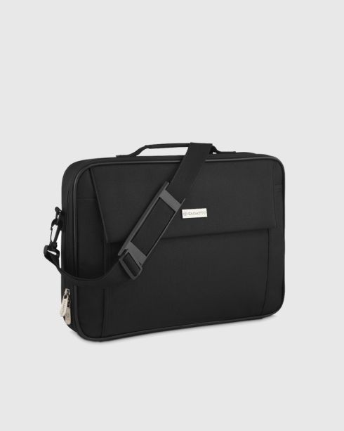 Geantă neagră pentru laptop de 15,6 inci, întărită, poliester, Zagatto