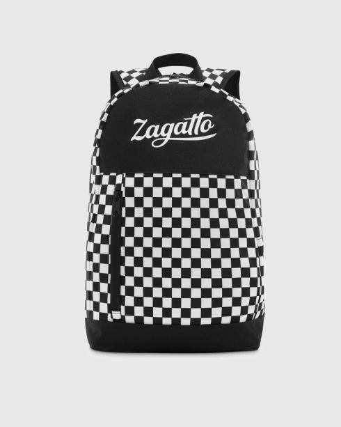 Rucsac negru cu penar, model carouri, poliester și nylon, Zagatto