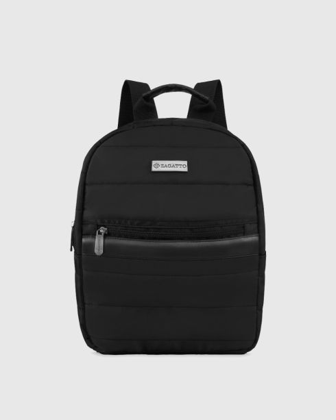 Rucsac damă matlasat negru, poliester și nylon, Zagatto