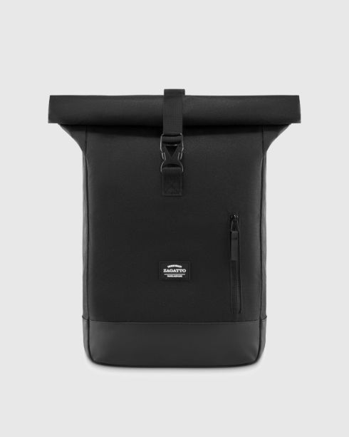 Rucsac negru de curier rulabil, poliester și nylon, Zagatto