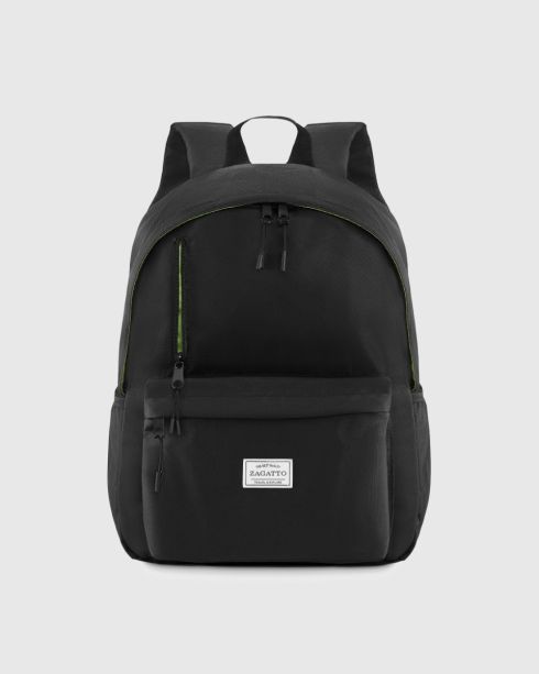 Rucsac urban negru cu interior verde lime 27L, poliester și nylon, Zagatto