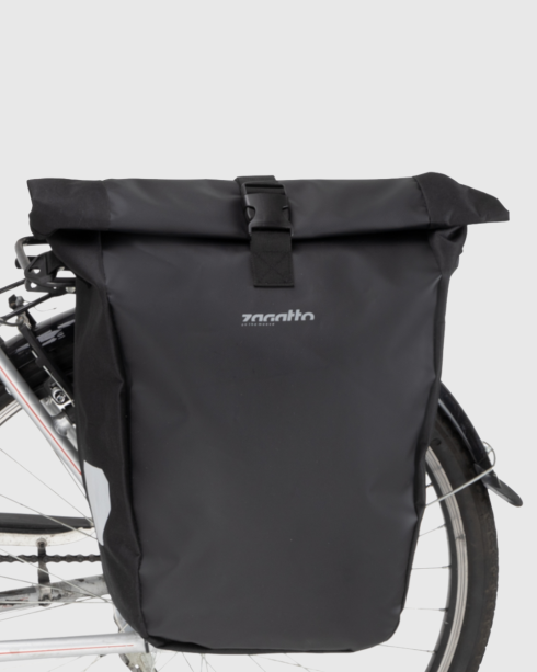 Geantă neagră laterală pentru portbagaj bicicletă, poliester și Codura, Zagatto