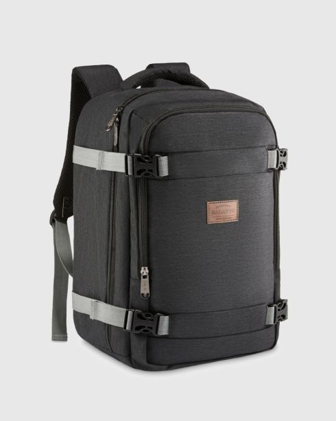 Rucsac negru pentru avion 40x20x25, poliester și Codura, Zagatto
