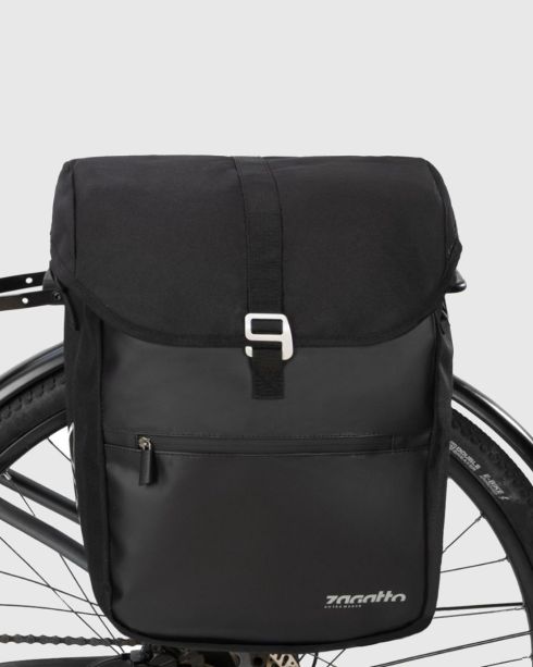 Geantă neagră laterală pentru bicicletă cu reflectoare, poliester, nylon, Zagatto