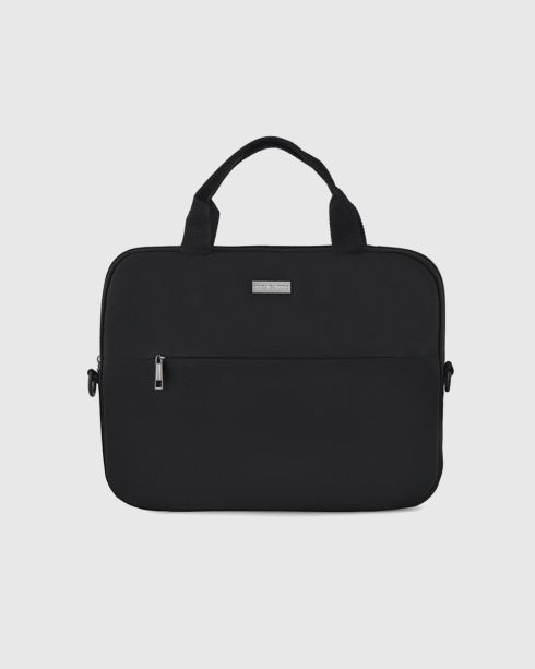 Geantă neagră pentru laptop 15,6 inci cu suport pentru valiză, poliester, nylon, Zagatto