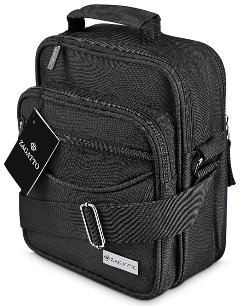 Borseta neagră crossbody, poliester, nylon, Zagatto