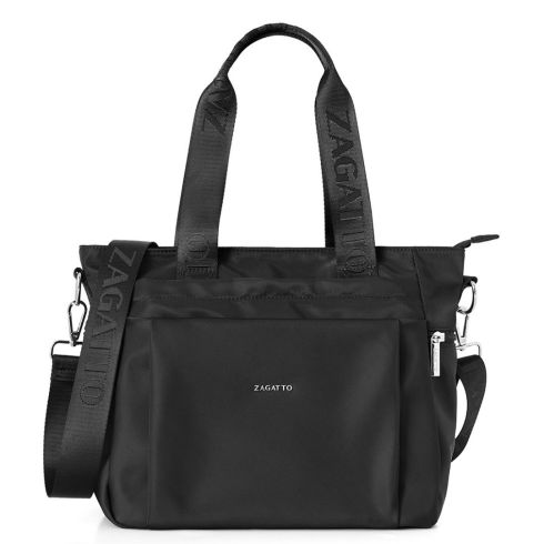 Geantă neagră damă shopper de umăr, Zagatto