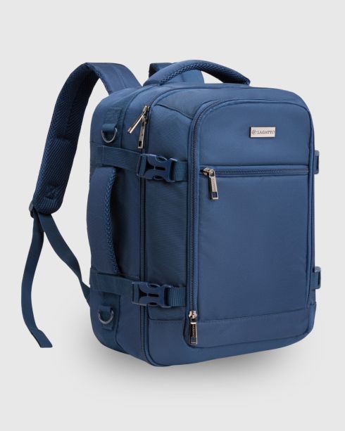 Rucsac albastru de avion 40x30x20 bagaj de mână, poliester și nylon, Zagatto