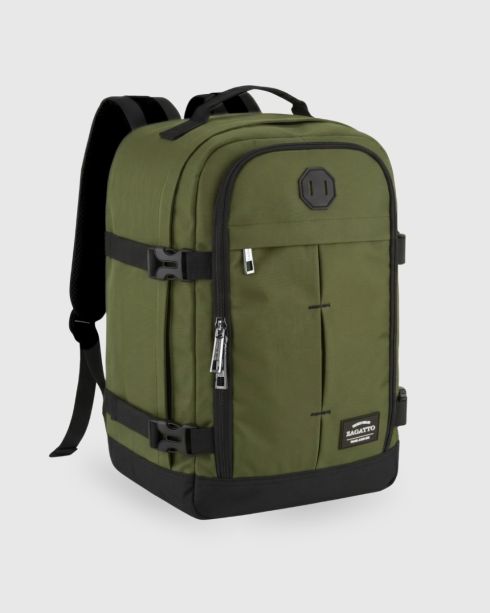 Rucsac verde de cabină avion 40x30x20 pentru călătorii, poliester și nylon, Zagatto