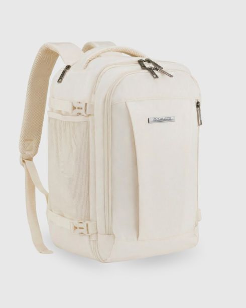 Rucsac bej bagaj de mână 40x30x20 avion, poliester și nylon, Zagatto – imaginea 2