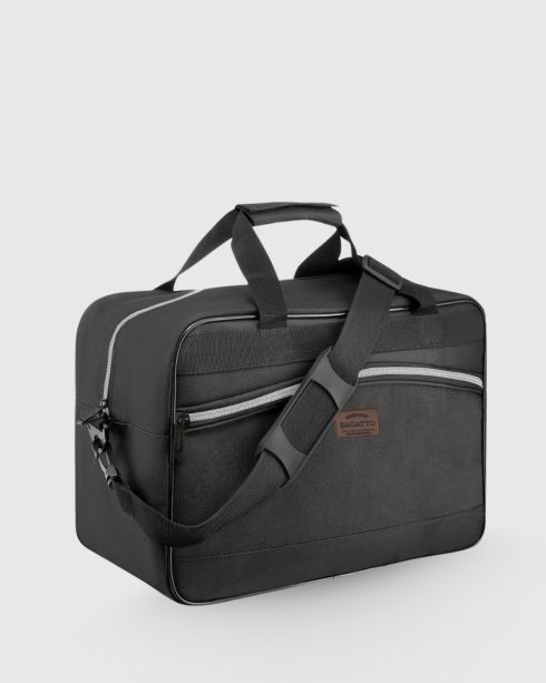 Geantă neagră bagaj de mână 40x30x20 avion, poliester și nylon, Zagatto