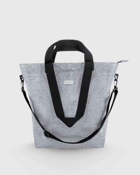 Geantă shopper gri pentru femei, pe umăr, poliester, Zagatto