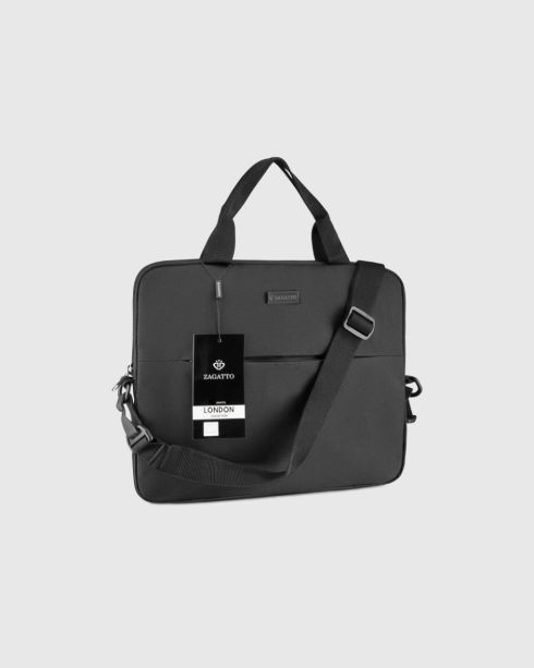 Geantă neagră pentru laptop de 17,3 inci cu suport pentru valiză, nylon, Zagatto – imaginea 2
